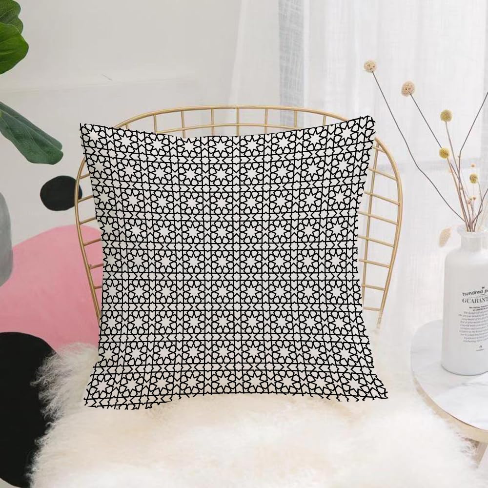 Hyosxw Moroccan, Moroccan Style Mosaic Ornament Geo - A8 Cushion Cover,Throw Pillow Case Home Decorative For Living Room Bedroom Sofa Chair 18X18 Inch,Moroccan, Moroccan Style Mosaic Ornament Geometric Pattern,Pillowcase 45X45cm