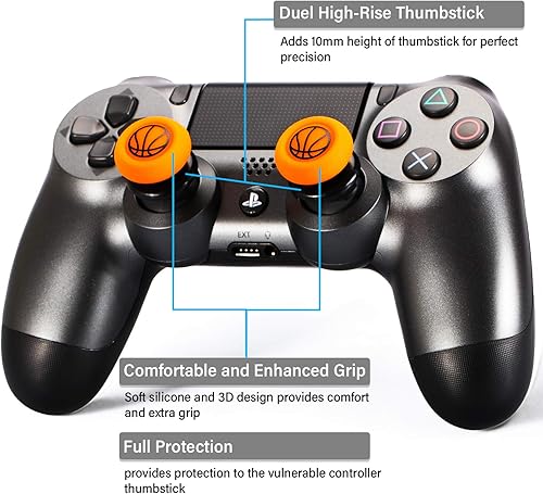 Miniatura 2 de Extensor de palanca de pulgar FPS e impresión de goma cubierta de agarre de silicona 2 juegos para PS5 Dualsenese y PS4 Controller (baloncesto)