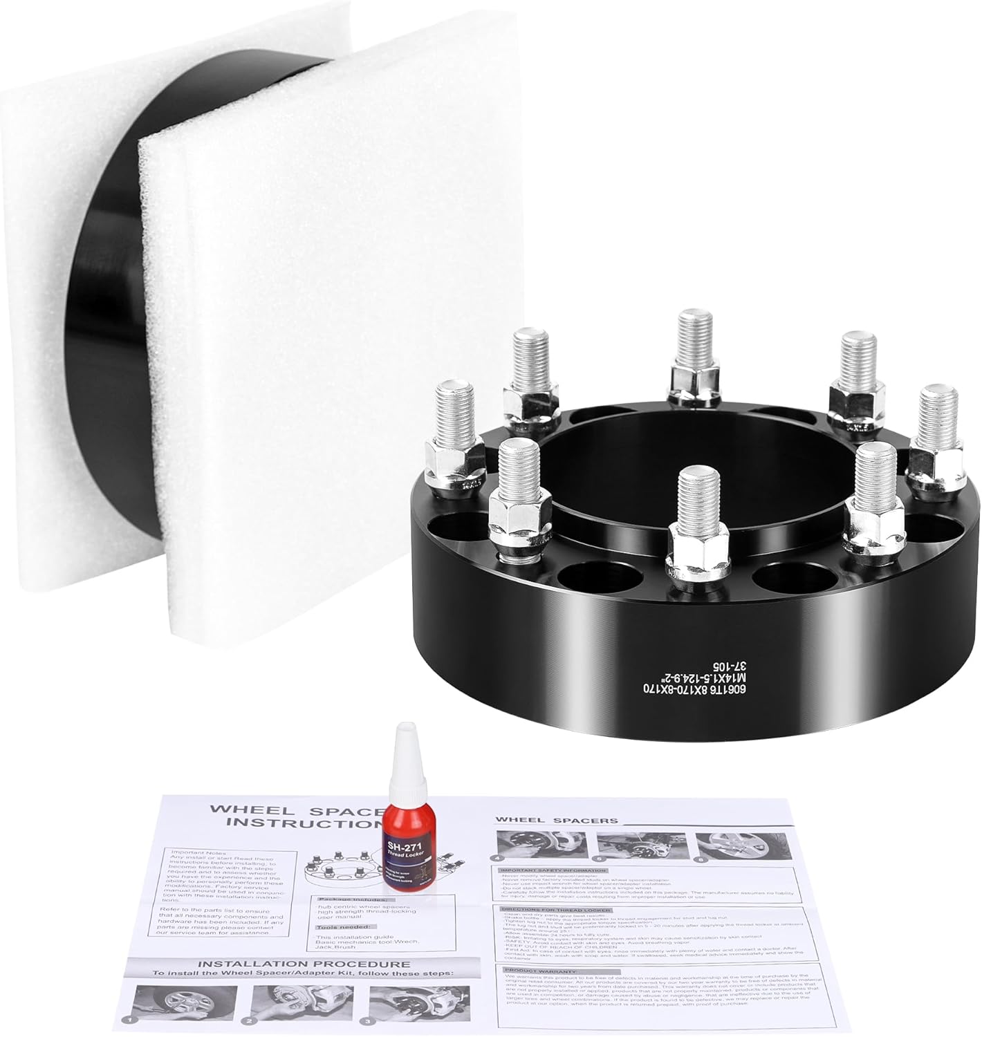 YIZBAP 2PCS 8x170 Hubcentric Wheel Spacers, 2 inch 8x170mm Wheel Spacers 124.9mm Hub Bore with 14x1.5 Thread Pitch for 2003-2023 F250, F350, 2003-2023 F250 Super Duty, F350 Super Duty, Excursion