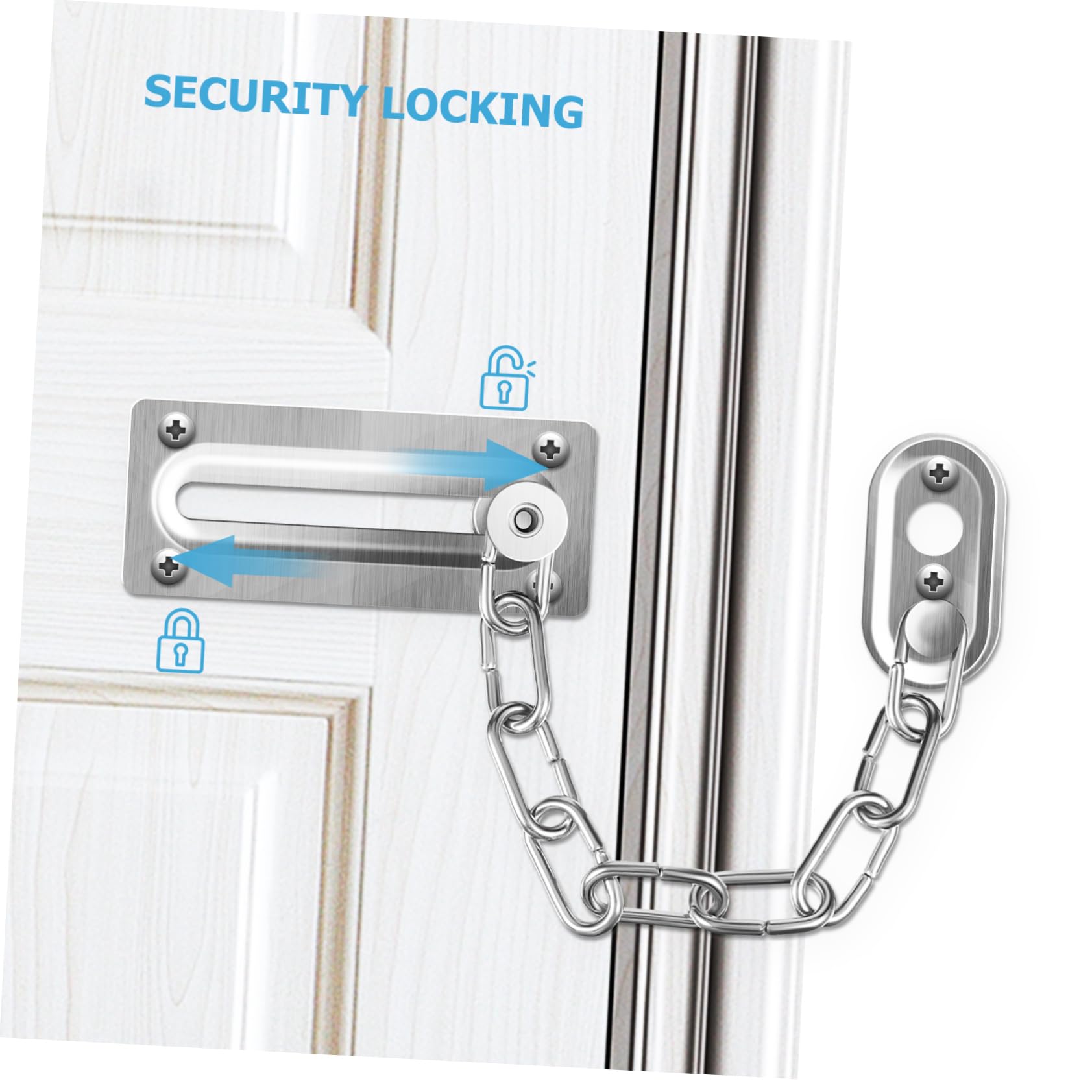 EXCEART 4pezzi Catena Per Porta Catenacci Bulloni e Serratura Per Sicurezza Porte Interne Ed Esterne Per Case e Uffici