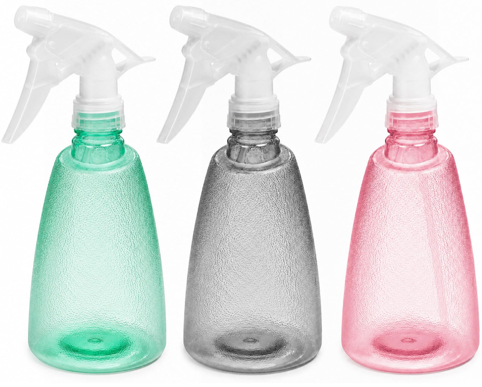 3Pcs 500ml Water Spray Bottles, Plastic Empty Mist Spray Bottle with Fine Mist and Inject Modes Refillable Mister Sprayer for Home Cleaning Hairdressing Gardening Plants Sprayer Bottles (3 Color)