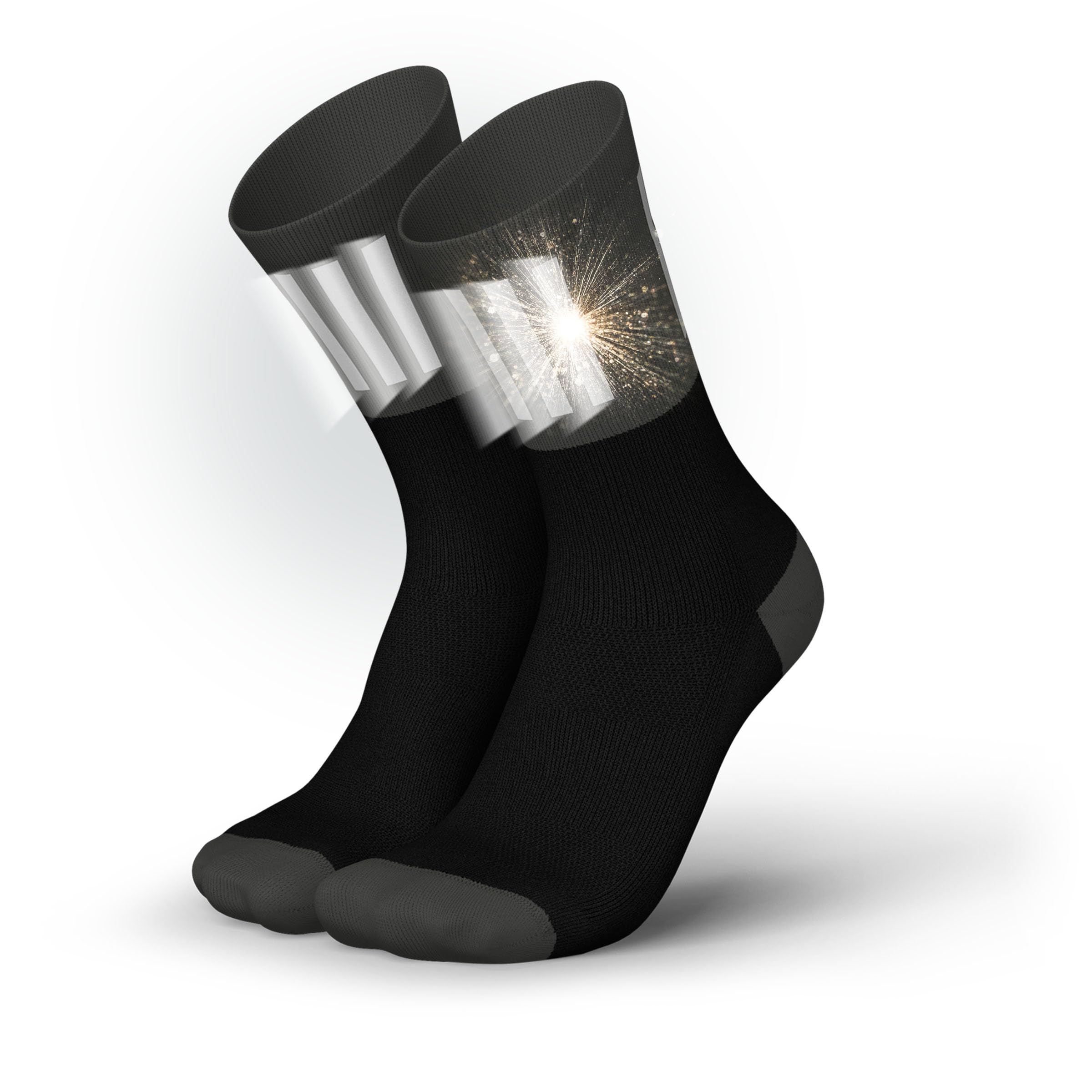 Incylence Unisex V3 Black High Viz Running Socks With Reflectors - Functional And Breathable For Maximum Visibility - 1 Pair, 39-42