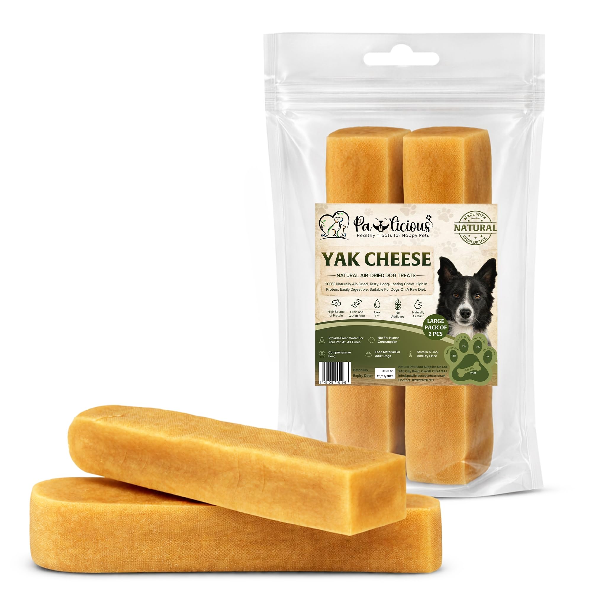 Pawlicious Himalayan Yak Chews for Dogs Large, Pack of 2 90g to 100g Each, Natural Milk Cheese Dog Chews, Long Lasting Dog Chew for Medium and Large Dogs, Natural Dog Treats