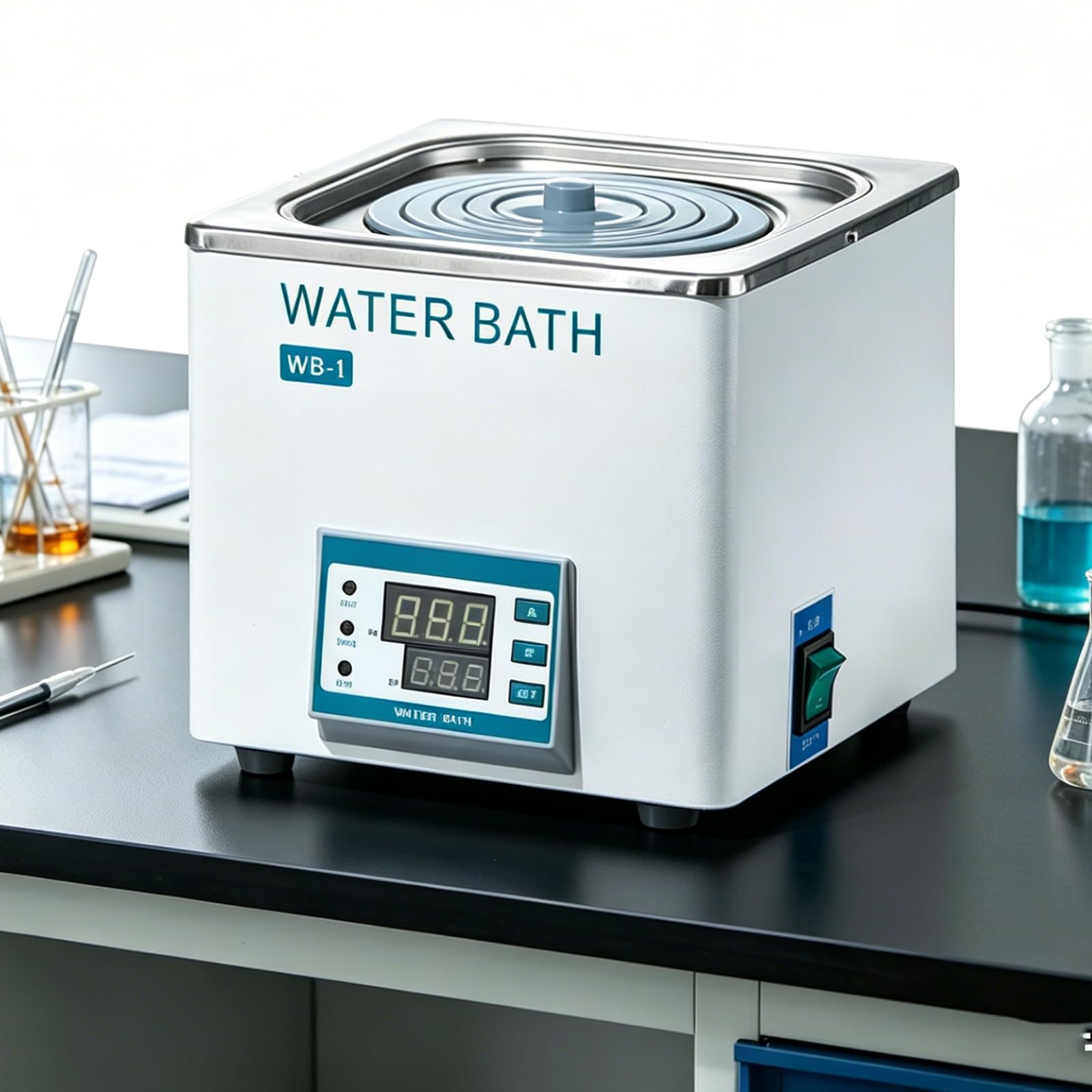 TYH Baño De Agua Digital De Laboratorio De 3 litros, Baño De Agua Termostático Digital De 300 W con Protección contra Quemaduras En Seco, Calentamiento De 360°, Acero Inoxidable
