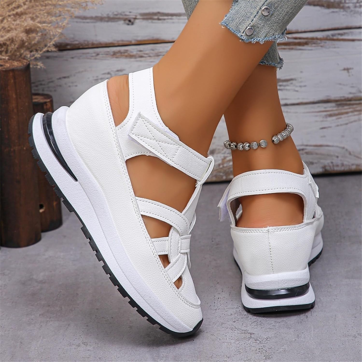 Sandali da donna Hollow Out Breathable Platform Wedge Sandals Sneakers, Sandali da donna Closed Toe Sandals, Summer Gladiator Roman Sandal