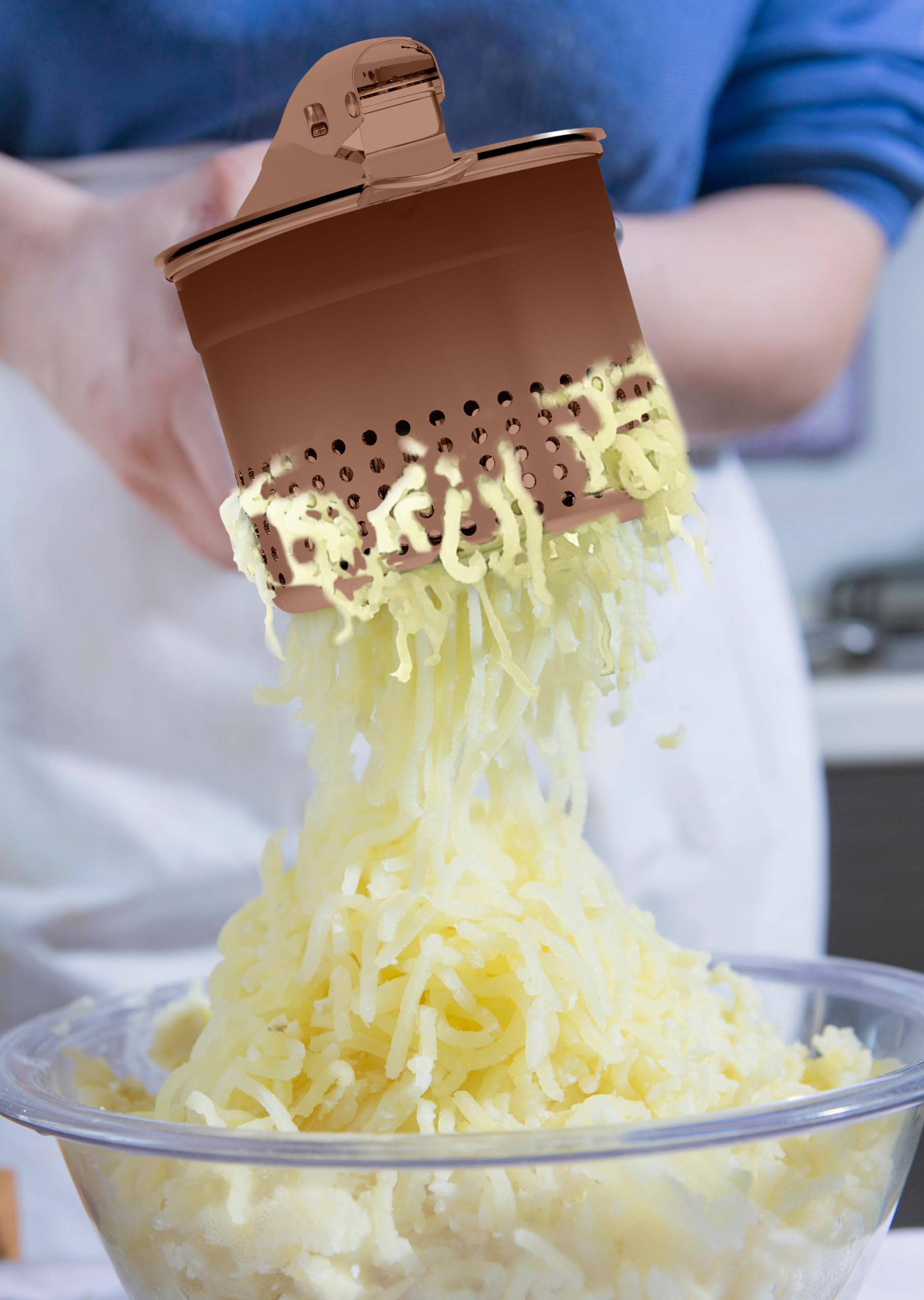 GloTika Großer Kartoffelstampfer mit ergonomischem Griff, Stampfer und Presse, Küchenwerkzeug für Kartoffelpüree, Nudelmaschine, 425 ml, bronzefarben