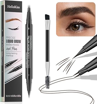 Liquid Eyebrow Pen - New Double Headed 2 Tip Eyebrow Pen with Brow Brush, Eyebrow Contouring Pen for Natural Looking Defined Eyebrows # 03