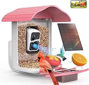 birdsnap® PAV - Bird Feeder with Camera, 5 DIY Add-ons & 64GB Card Record Bird Video Bird House for Outside, AI Identify Bird Auto Capture with Solar Panel, Ideal Gift for Bird Lover, Pink asin的图片