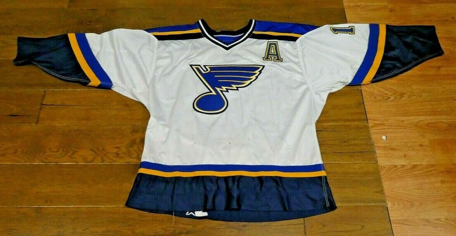 Brett Hull Game Worn Signed St Louis s Hockey Jersey Stick and Board Marks - Game Used NHL Jerseys