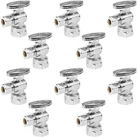 GUOFIS Angle Stop Valves Pack of 10 - 1/2" FIP x 3/8" Compression Chrome Brass Shut-Off, Lead-Free NSF Certified for Plumbing