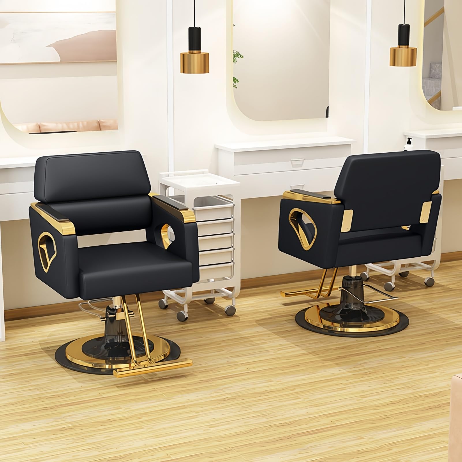 Profesjonalny klasyczny hydrauliczny fotel barberski do salonu z funkcją odchylenia – z możliwością obrotu o 360°,Misty blue,A | Hydrauliczny fotel fryzjerski, fotel do salonu z podnóżkiem, do salonu, zakładu fryzjerskiego, studia tatuażu