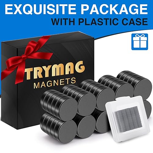 Miniatura 5 de TRYMAG Imanes pequeños para refrigerador de tierras raras, 50 imanes de disco de neodimio fuertes de 0.394 x 0.118 in para nevera, pizarra blanca,