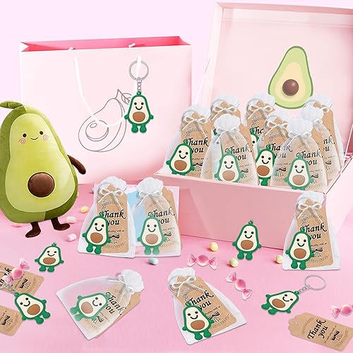 Miniatura 6 de CiciBear Paquete de 24 llaveros de aguacate para decoración de fiesta para invitados, fiesta temática de frutas, baby shower, fiesta escolar,