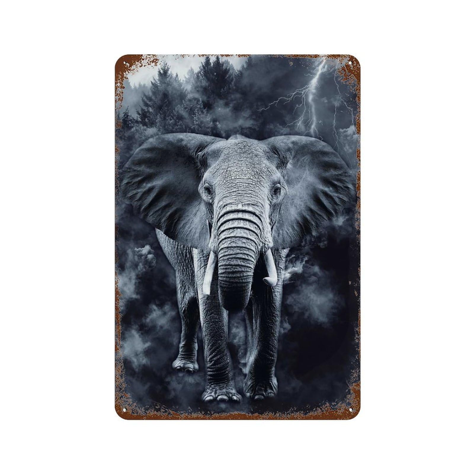 Decorative Tin Sign with Elephant 4 Design 11.8"x7.9", for Basement, Hobby Room And Garage Decor, Farmhouse Wall Decor