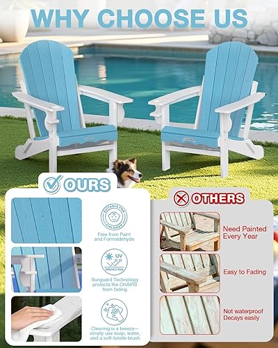 Miniatura 7 de Silla Adirondack plegable  Silla de patio Adirondack reciclable de polietileno de alta densidad para exteriores con soporte para tazas, textura de