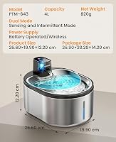 oneisall vezeték nélküli akkumulátoros macskaszökőkút 4 literes rozsdamentes acél mozgásérzékelő BPA mentes 3000 mAh csendes 9