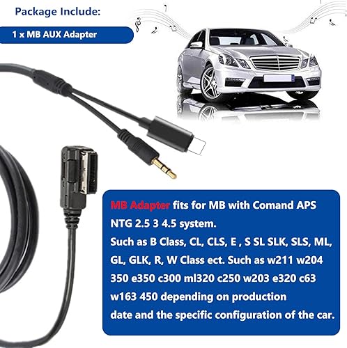 Miniatura 4 de SHINETEC MMI MDI - Cable de carga auxiliar de 0.138 in, adaptador de música para Merced-ES Ben-z, compatible con IP 14, 13, 12, 11, Pro Max, Xs,