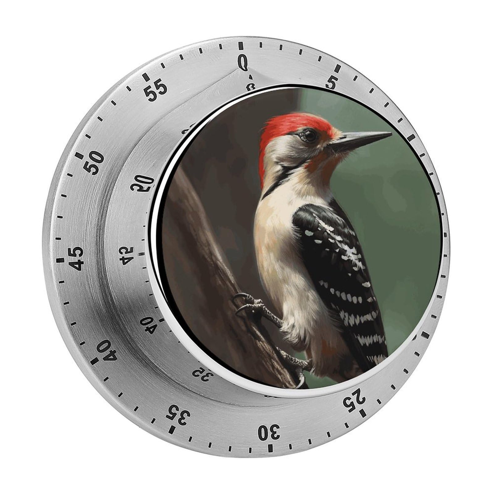 Woodpecker Visual Timer with Loud Alarm 60-Minute Kitchen Timers Exquisite Stainless Steel Body - Mechanical Desk Timer Countdown Clock for Cooking Chef Clock