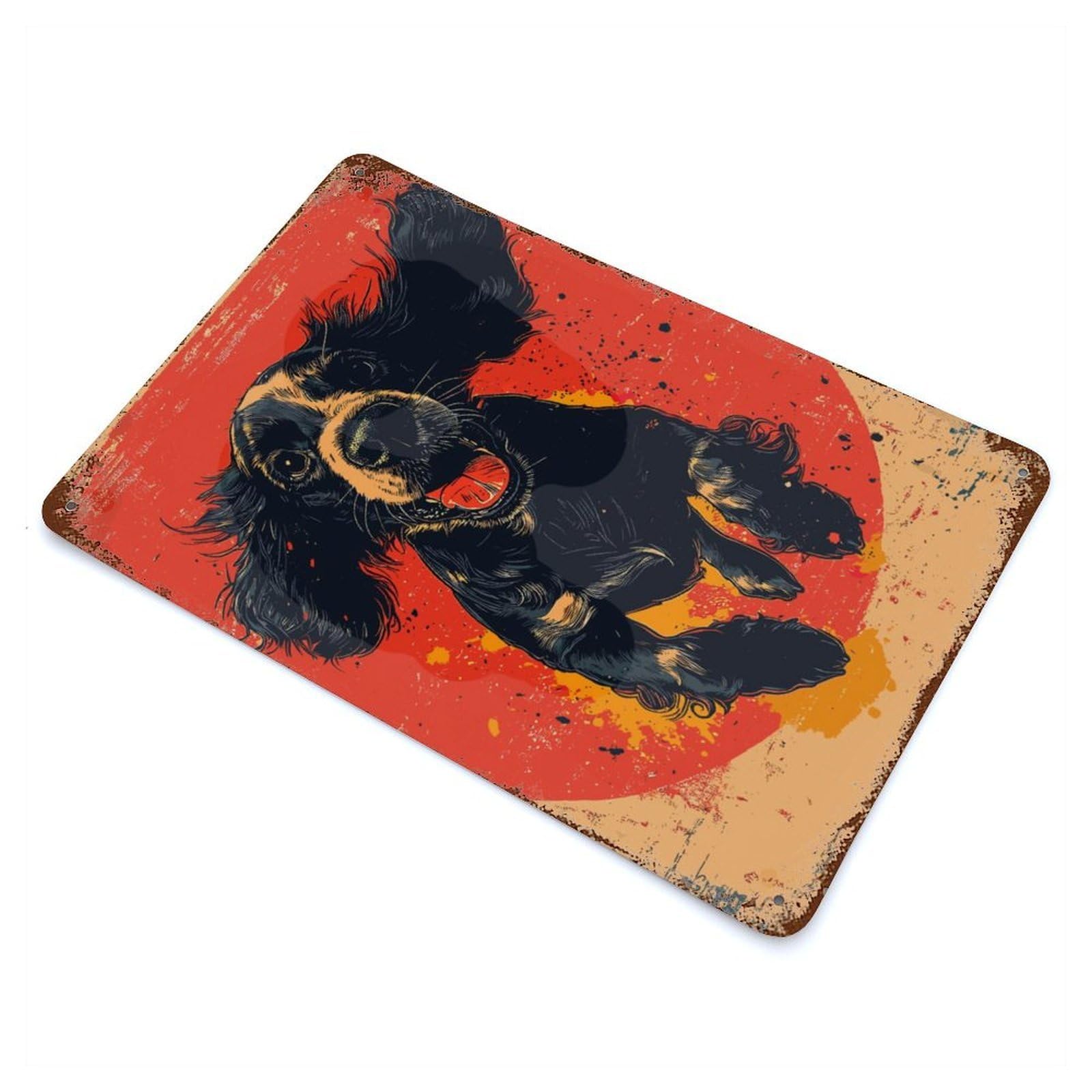 Retro Metal Sign with Cocker Spaniel Design 11.8"x7.9", for Living Room, Hallway And Home Decor, Farmhouse Wall Decor