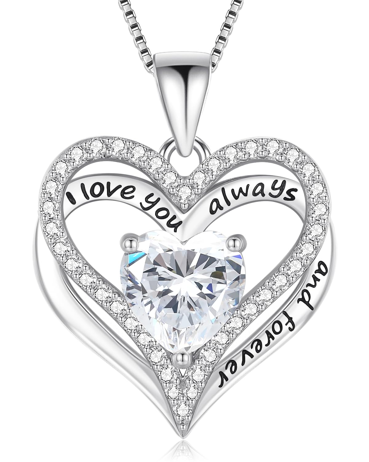 S925 Sterling Silver Necklace for Women, Wife Jewelry Rose Gold, Mom Birthday Valentines Mothers Day Gifts, Girlfriend Necklaces, Daughter Heart Jewel, Anniversary for Her Sterling Silver 04 Apr