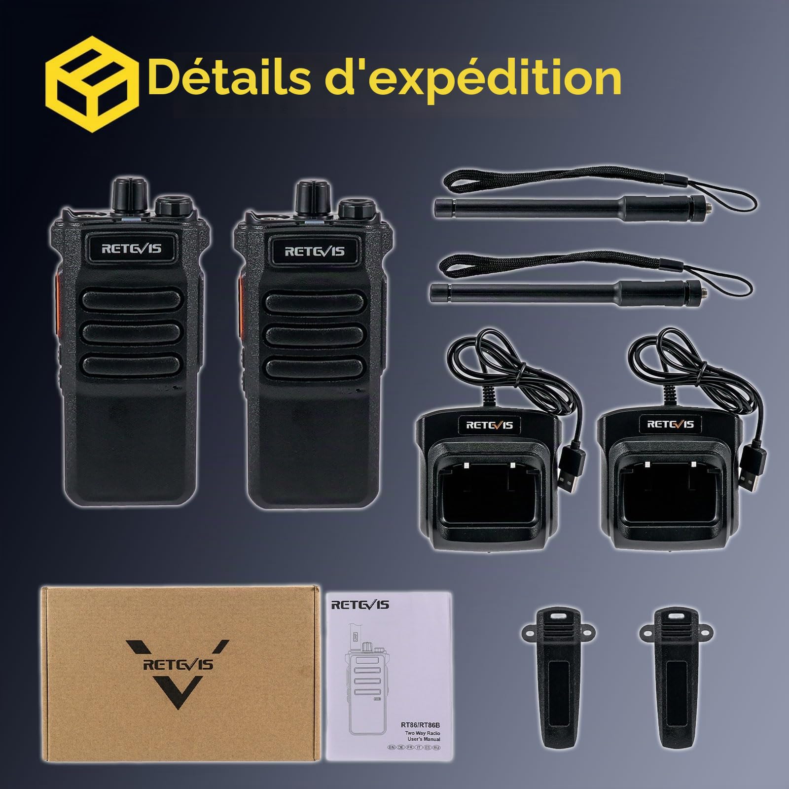 Retevis RT86 Talkie Walkie, Radio Bidirectionnelle Longue Portée
