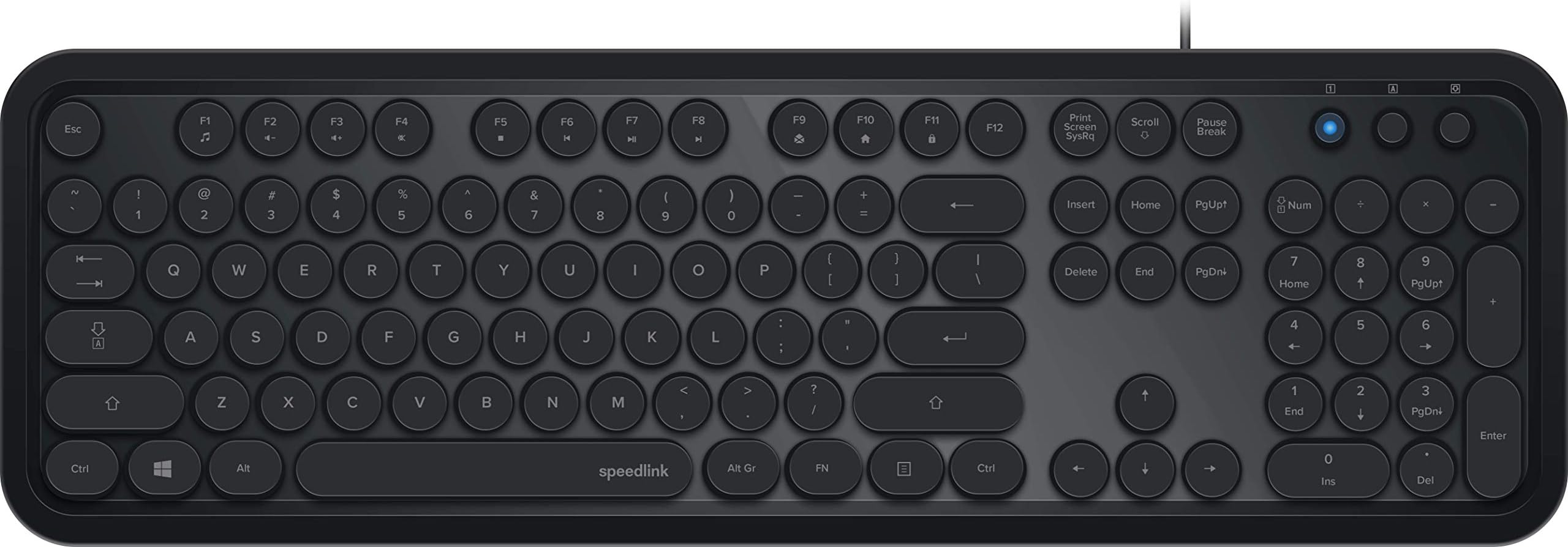 Circle Retro Keyboard, Typewriter Style Keys