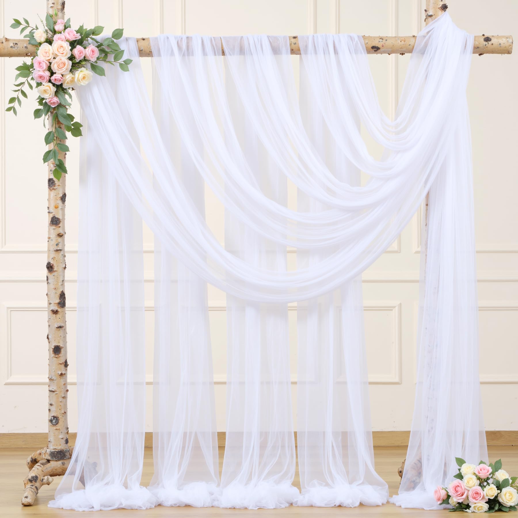 Vorhangstoff für Hochzeitsbögen, 76,2 cm x 5,8 m, Hochzeitsvorhänge, Tüllvorhänge für Hintergrund, durchsichtiger Stoff, Hintergrund, Drapierung, Dekorationen, Hintergrundvorhänge für Empfang