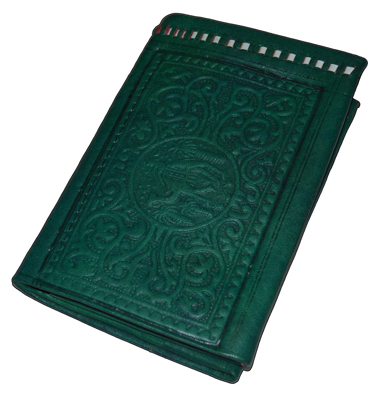 Treasures Of Morocco Handmade Moroccan By-fold Leather Wallet Large Vintage Exquisite Handy Green