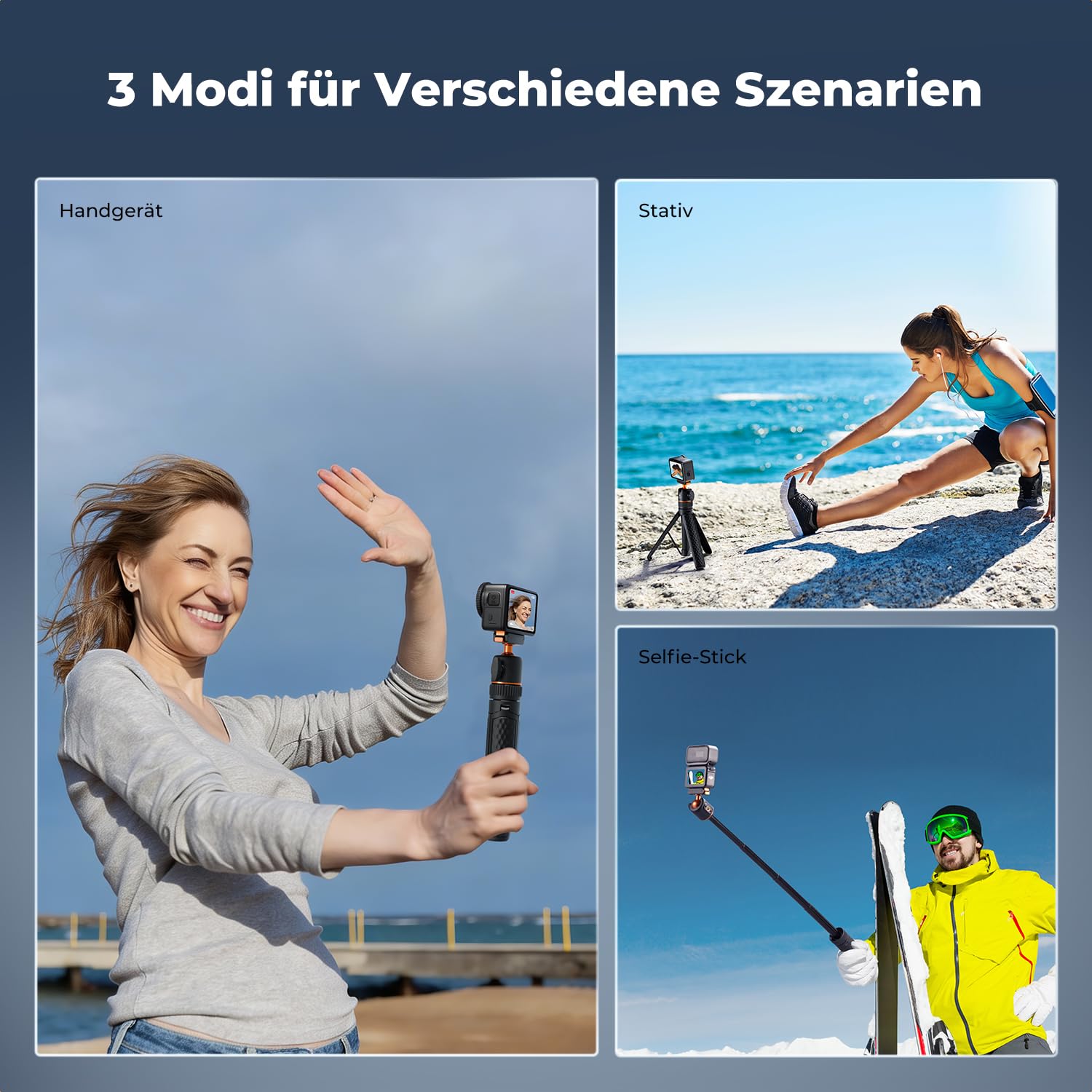 K&F CONCEPT 65 cm Selfie Stick Stativ für DJI Osmo Nano/Osmo Action 6, Ausziehbares Selfie Einbeinstativ, Magnetische Schnellverschluss Selfie-Stick mit 360°-Kugelkopf, Vlogging-Ständer/Zubehör