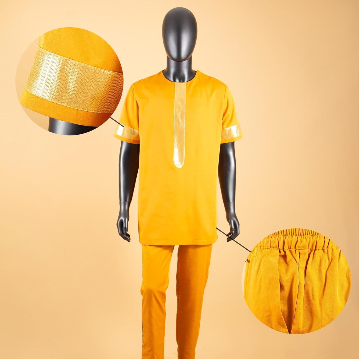 African Suits for Men Embroidery Short Sleeve Shirts and Pants 2 Piece Set Plus Size Casual Tracksuit - Image 2