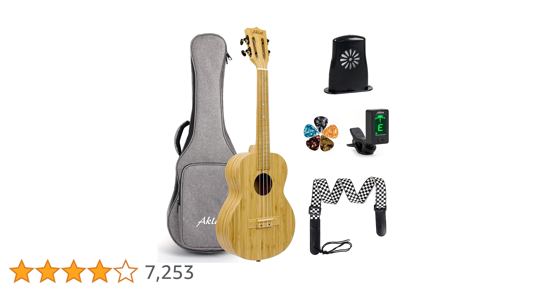 ウクレレベースAKLOT バンブー。ケース付き Amazon.co.jp: AKLOT ベースウクレレ, 30インチウクレレベース