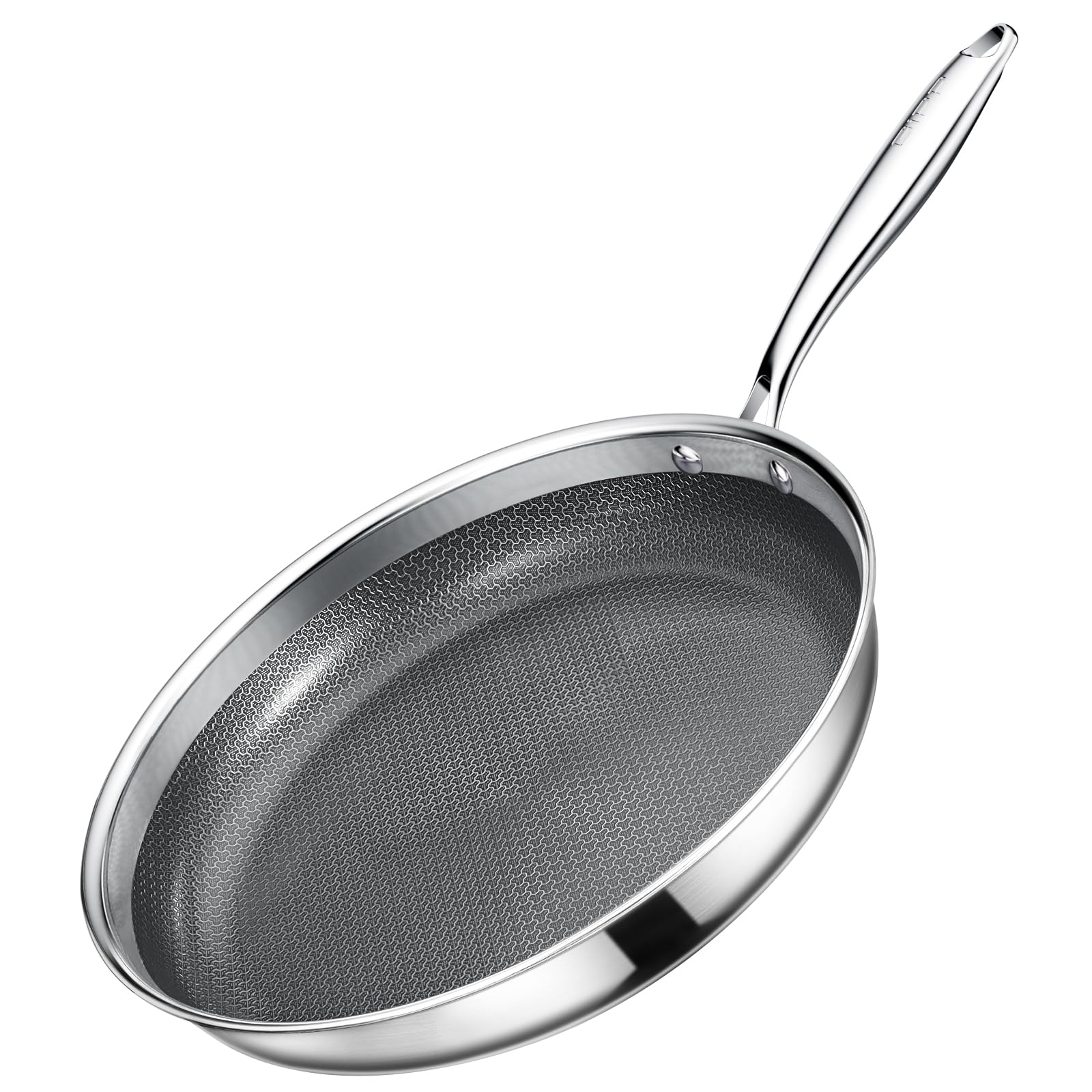 GiPP Poêle Antiadhésive, Acier Inoxydable à 3 Couches, Série Haut de Gamme | Sain et Non Toxique, Diffusion de Chaleur Homogène, Manche Restant Froid, Tous Feux Lot, Lave-vaisselle et Four, 26 cm