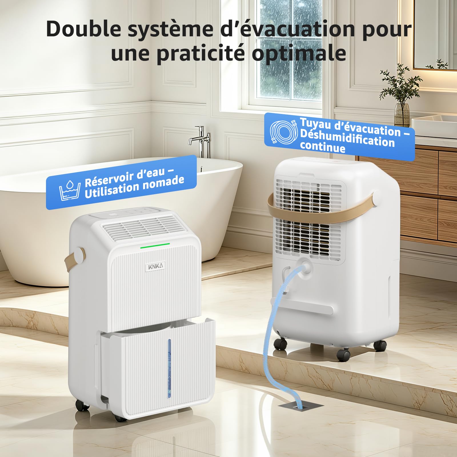 Deshumidificateur d Air, 16L/J, Déshumidificateur Electrique, 80m³ (32㎡), Silencieux, 4 Modes, Consommation Réduite de 40%, Protection Anti-Débordement, Pour Appartement, Cave, Salon