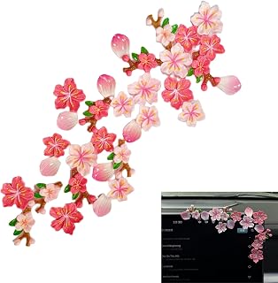 32 PCS 3D Car Stickers, Self-Adhesive Bumper Decals Peach Blossom, Cute Flowers Car Body Exterior Bumper Sticker, Vinyl Waterproof Automotive Decoration Decals for Car, Home, Motorcycle.(Pink)