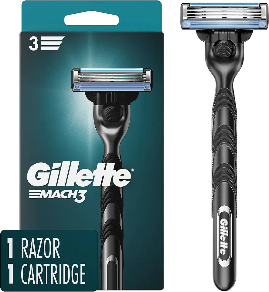 Gillette Mach3 Navalha para homens, 1 cabo de barbear + 1 refil de lâmina
