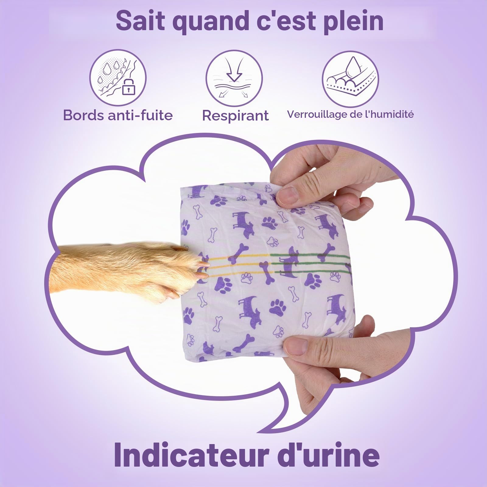 MICOOYO Couche pour Chien Femelle, Couches Jetables pour Chiennes avec Ouverture de Queue Réglable, Couche Chat pour Chats, Chiots, Chiots en Saison (50, S)