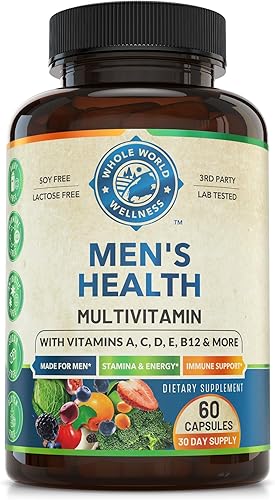 Suplemento multimineral multivitamínico diario para hombre para energía, concentración, resistencia y rendimiento. Hecho para hombres con más de 30