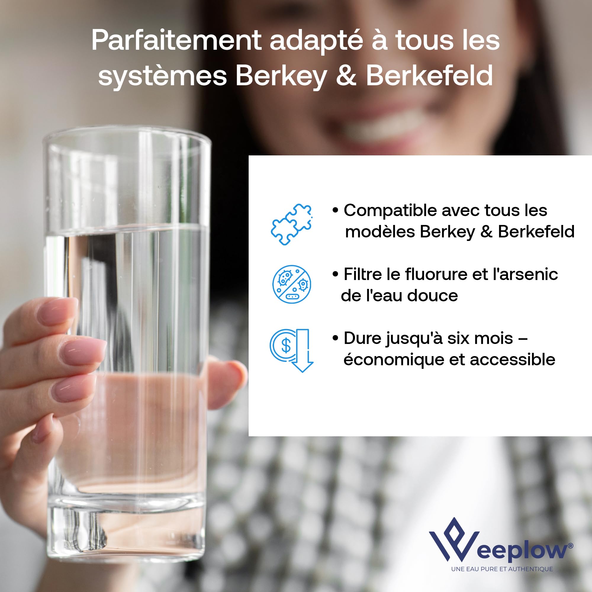 Weeplow O'Pure 2B 2PF-2 Filtre à Eau pour Systèmes Gravitaires Berkey Lot 2 | Réduction du fluorure et de l'arsenic. Compatibles avec les filtres à charbon O'Pure 2 et Black Berkey. Lot de 2 éléments.