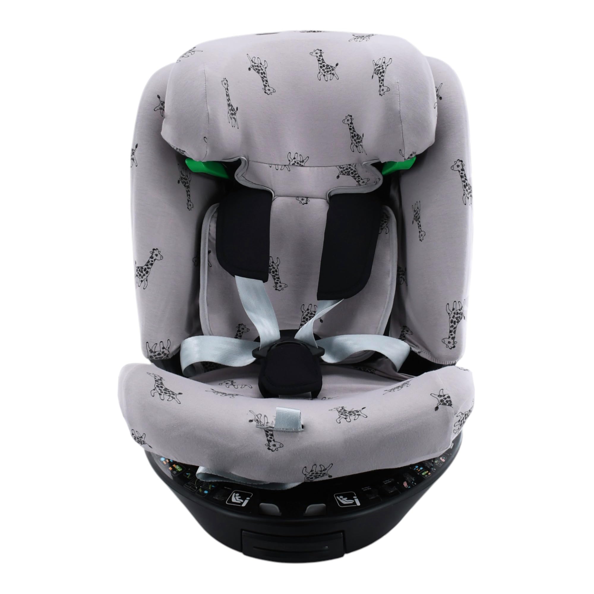 JYOKO Funda Compatible con Maxi-Cosi Emerald 360 S i-Size Hecha con algodón orgánico – Ajuste preciso y Tejido Transpirable para Mayor Confort. Estampado Giraffe