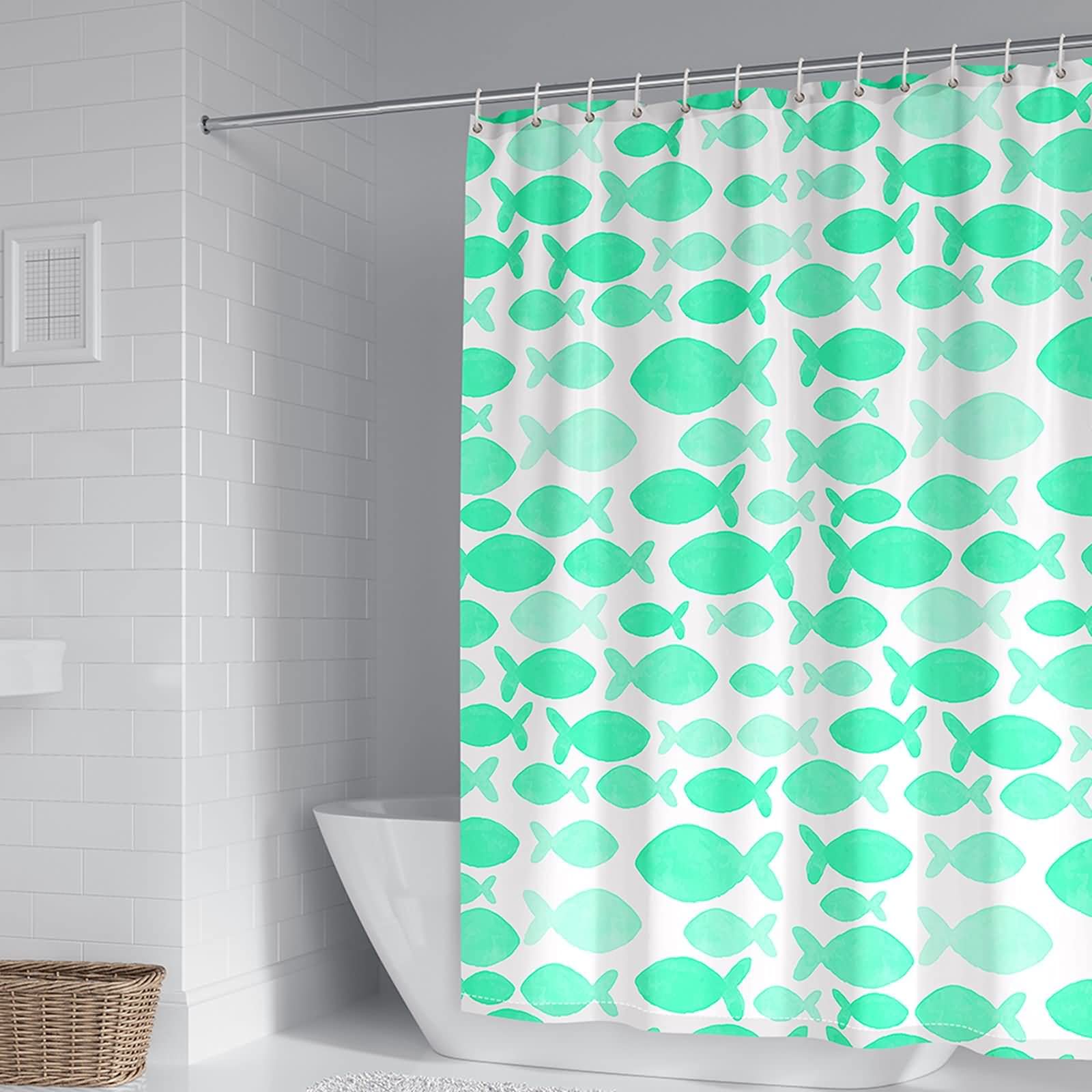 Rideau de douche Les Poissons Verts KnSam pour une salle de bain zen