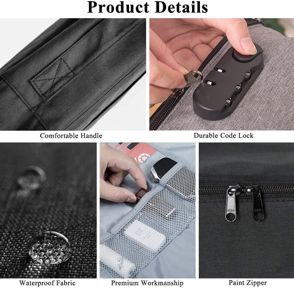 GOPINATH ECOM Document Organizer Bag Waterproof Travel File Storage Case with Code Lock Multilayer Certificates Folder Fireproof Scratch Resistant Durable Portable Office Home Organizer 3