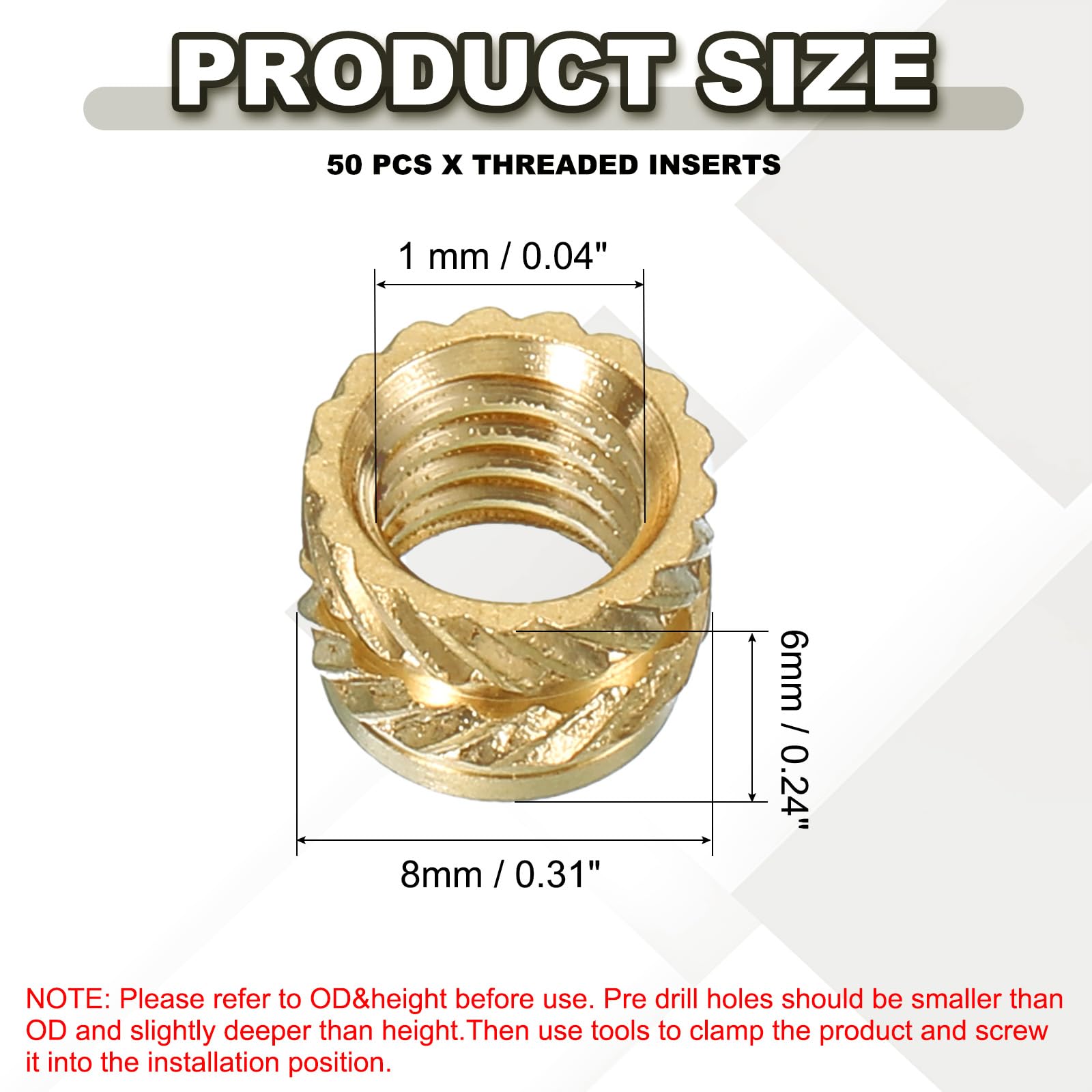 PATIKIL M6 Threaded Inserts M6x6x8mm - Image 2