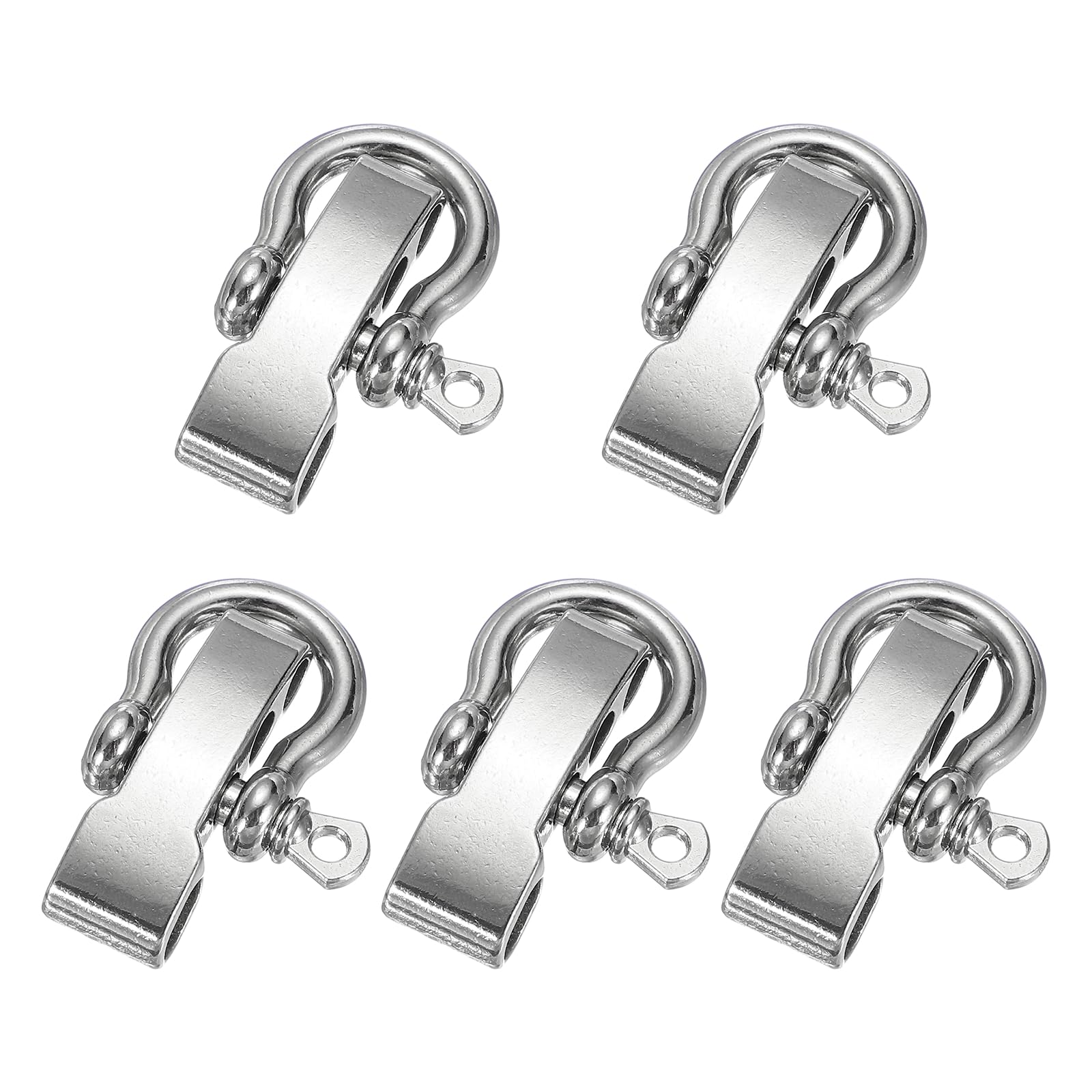 YELARXI Paracord Bracelet Shackle Buckle, Metal Survival Bracelet Bow Anchor Adjustable D Bow Shackle Use Screw Pin Buckles 5Pcs & White & Flat Head-Fit for (Camping/Belt/Outdoor Rope)
