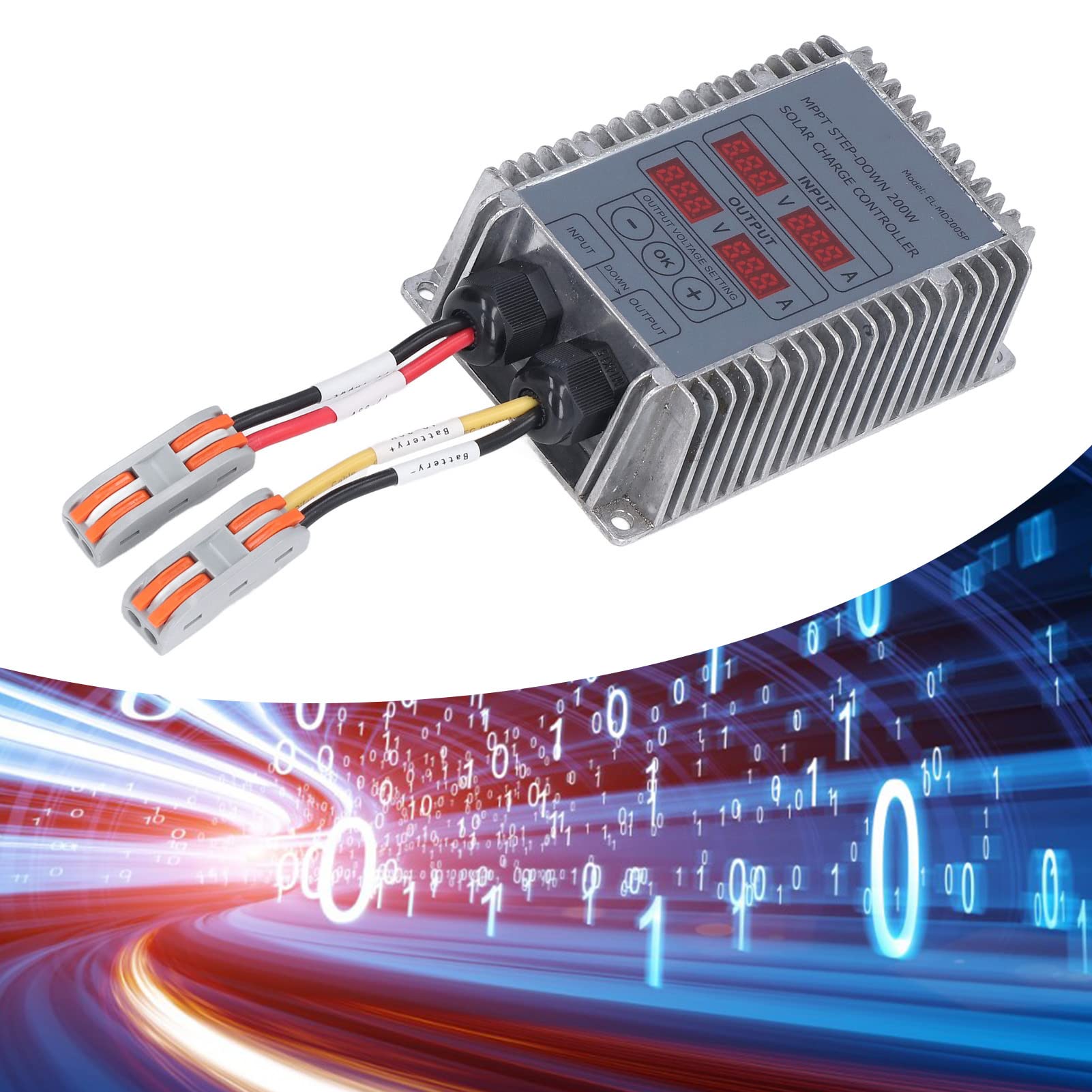 Controlador de Carga Solar, Regulador MPPT Ajustable de 10 a 30 V con Panel LCD para Cargadores Solares y Farolas (200W)