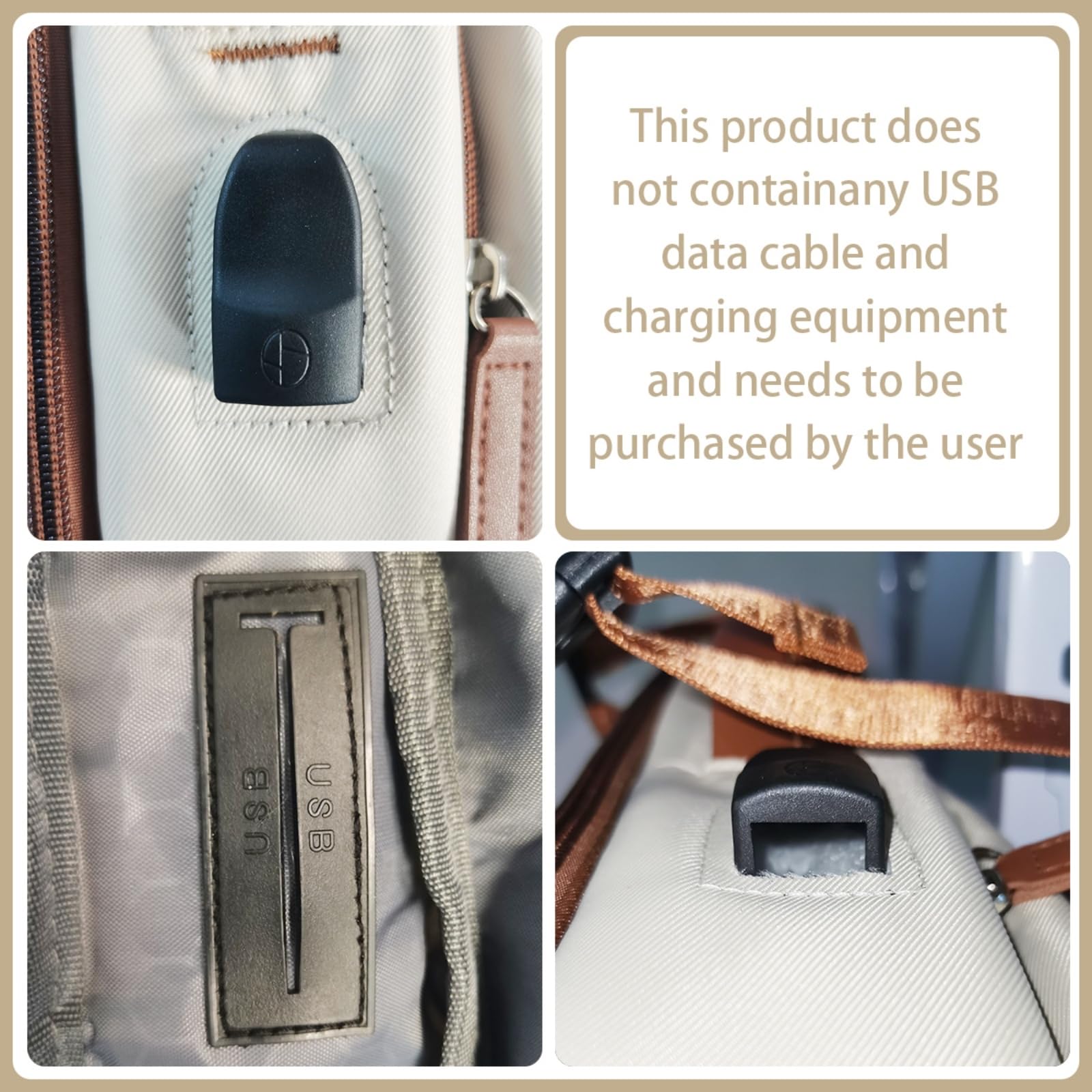 Zaino da Donna per Laptop di Grande capacità, Viaggio in Stile Semplice Affari, Lavoro E Uso Quotidiano-Beige