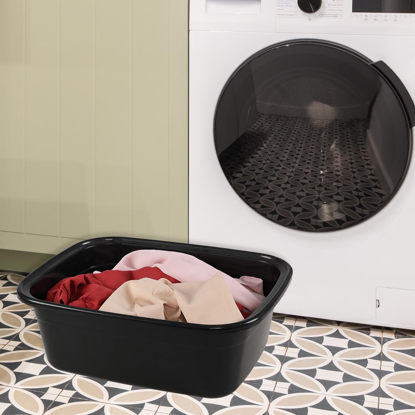Set di 3 bacinelle rettangolari in plastica, 15 l, colore: nero