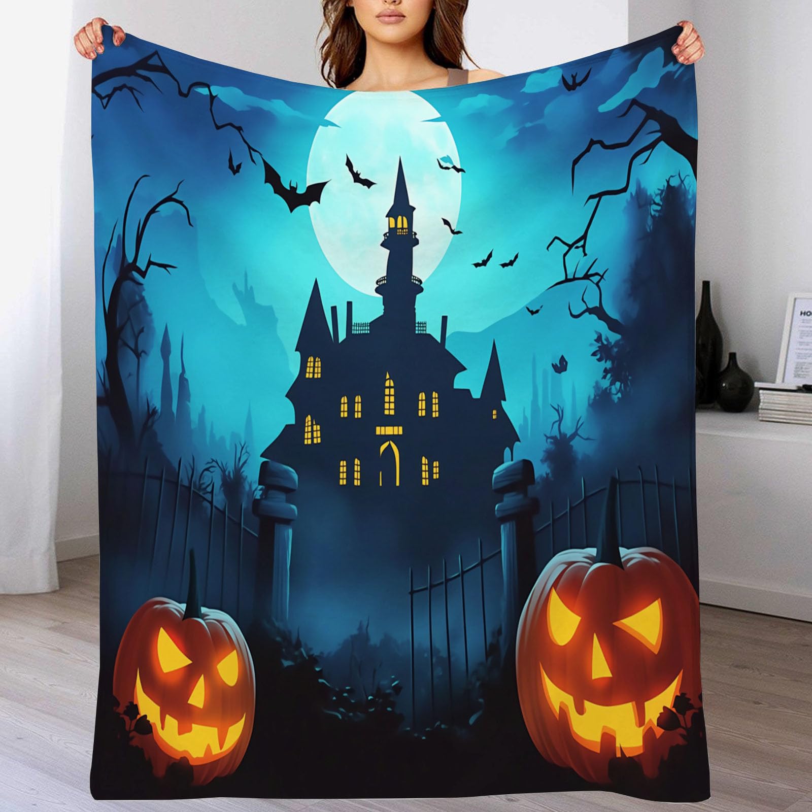 Couverture douce en flanelle réglant les problèmes de literie froide taille 220x240cm Halloween