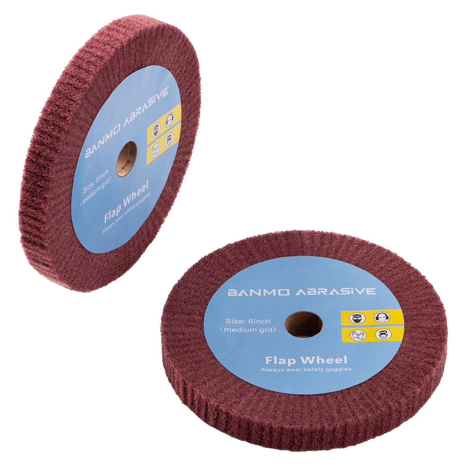 Banmo Abrasive Non-Woven Flap Wheels Polishing Burnishing Wheel, 150mm x 19mm Abrasive Wheel Drill for Polishing/Stainless Steel Metal/Mirror/Copper/Aluminum/Wood-Wares