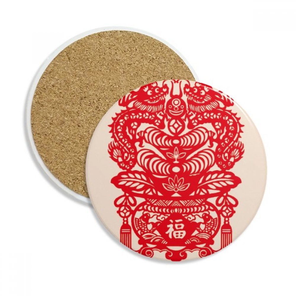 Coaster en céramique motif dragon rouge pour préserver vos tables en bois