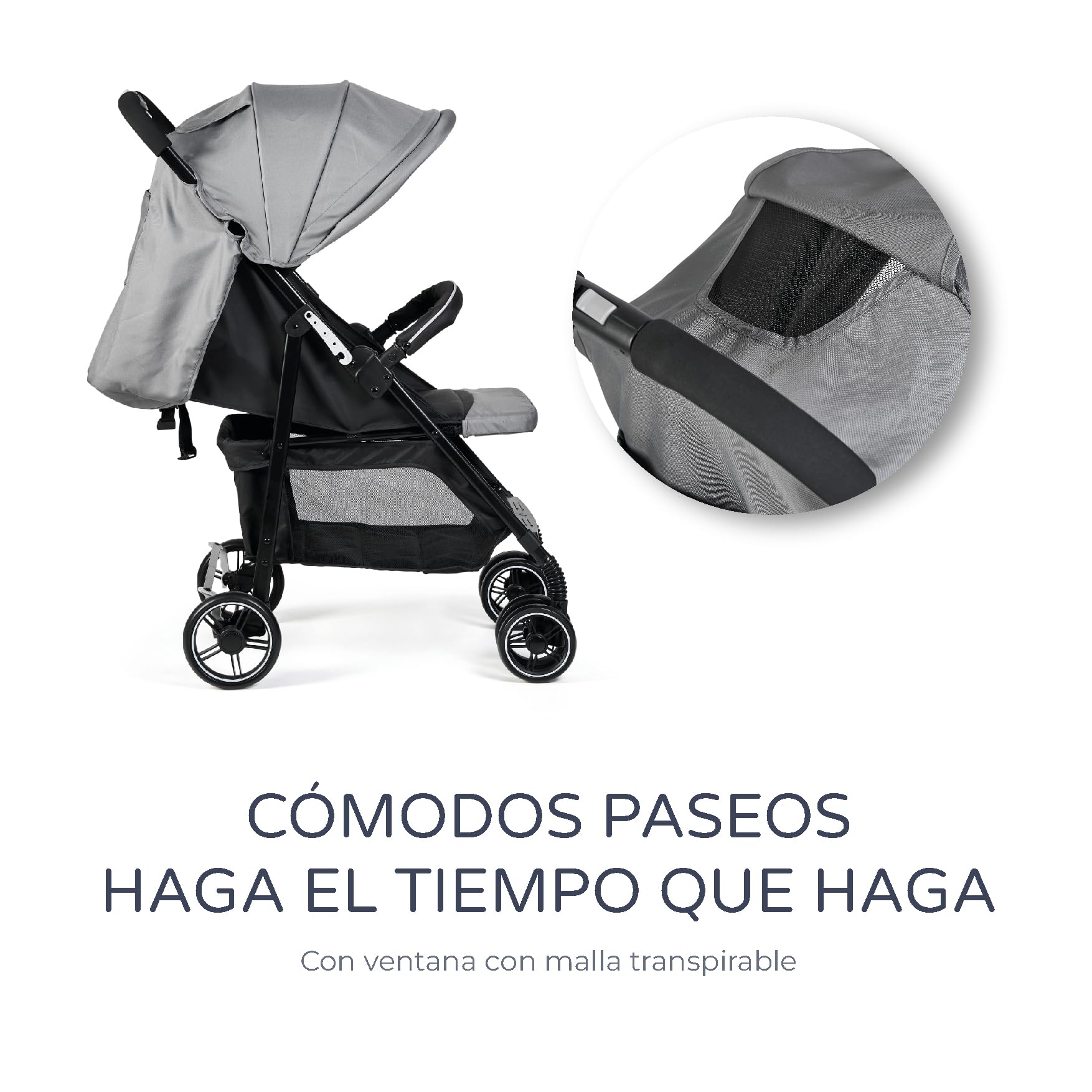 Ms - Silla de Paseo Street | Carrito Bebe lígero desde Nacimiento hasta 36 meses o 22 kg | Con Amortiguadores, Capota XXL y reclinación máxima